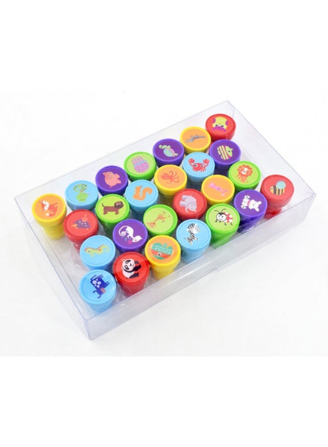 26 Pcs Animal Theme Stamps Set for Kids Colorful ABS Plastic Self-Inking Stamps with Zoo Patterns (1 Box) - Image 1